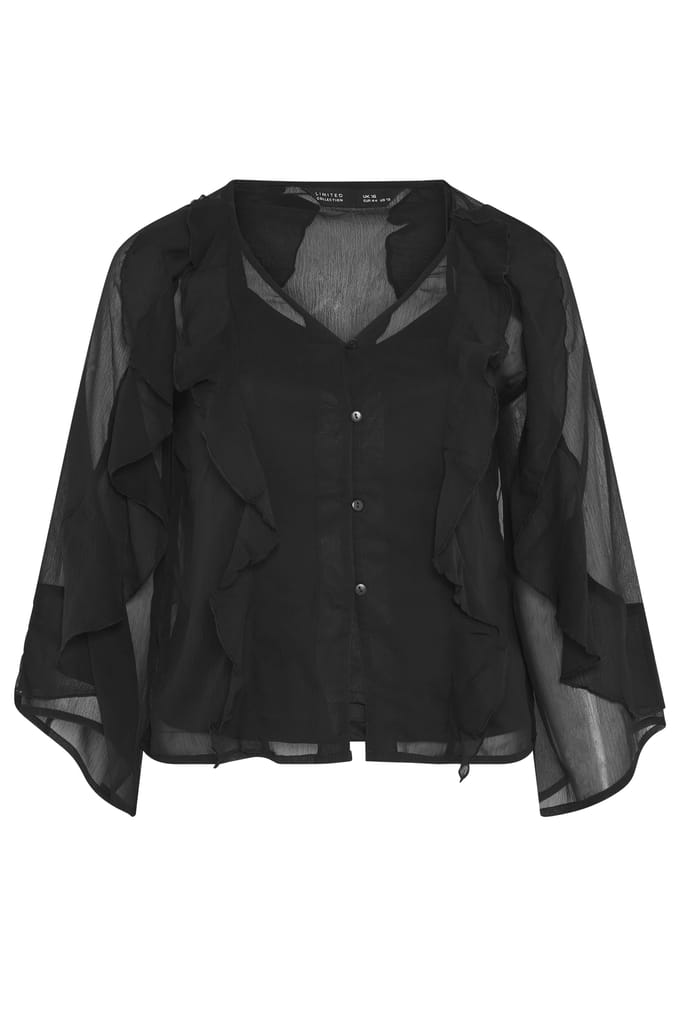 Limited Collection Plus Size Black Ruffle Blouse Size 46