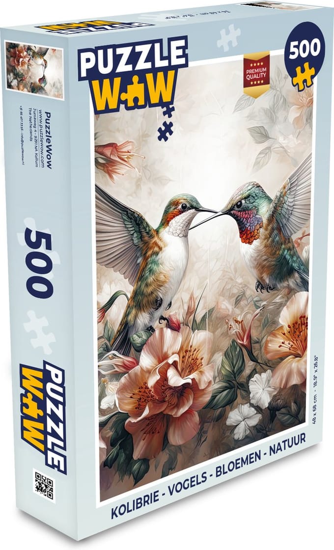 Puzzel Kolibrie - Vogels - Bloemen - Natuur - Legpuzzel - Puzzel 500 stukjes
