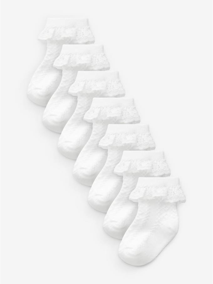Next - Meisjes - Verpakking van 7 kanten babysokken - Wit