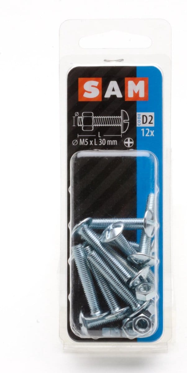 12X SAM Kachelbout + moer verzinkt 5x30mm D2 816276