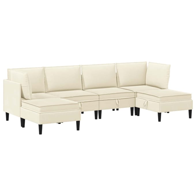 vidaXL Woonkamer Meubelset 6 st Crèmekleurig Stof
