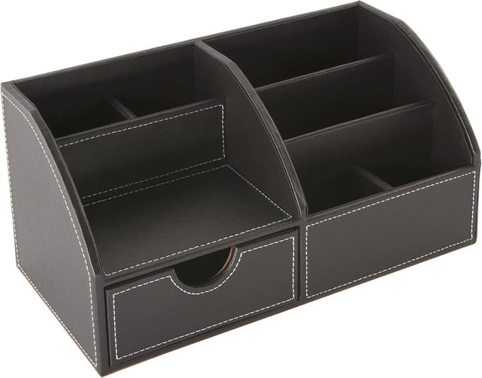 Bruine bureau-organizer van kunstleer