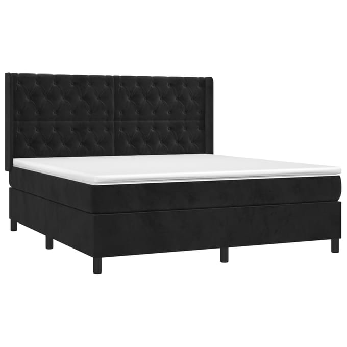 vidaXL - Boxspring - met - matras - fluweel - zwart - 160x200 - cm