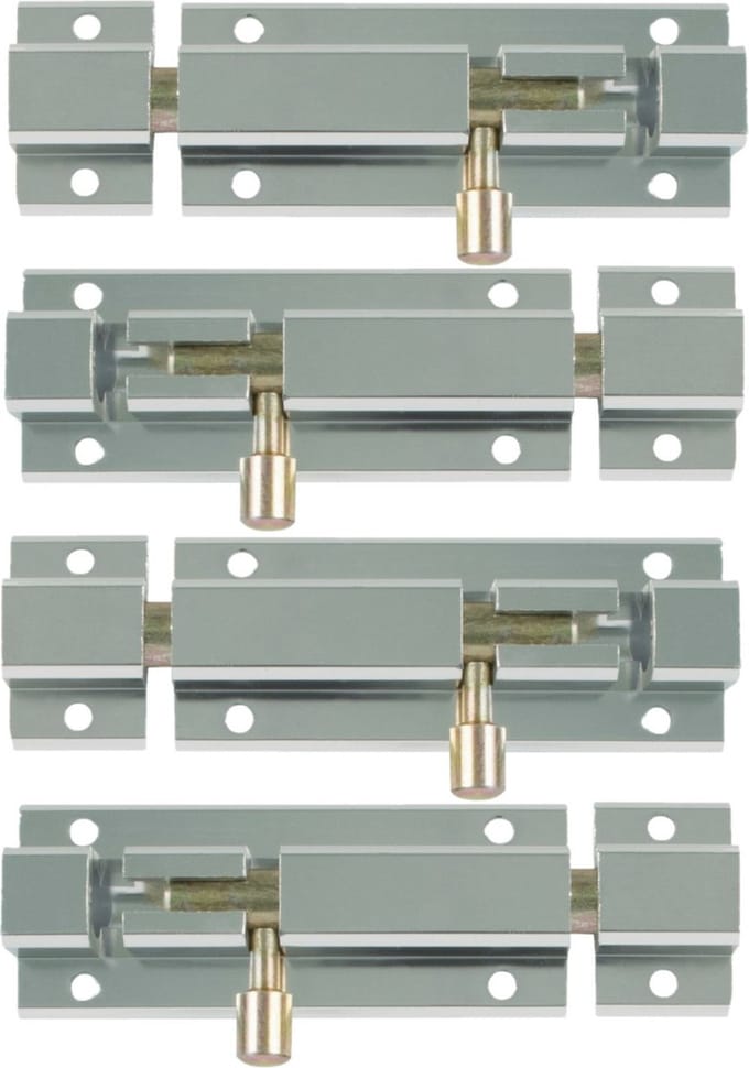 AMIG schuifslot/plaatgrendel - 4x - aluminium - 15cm - wit - incl schroeven - deur - raam