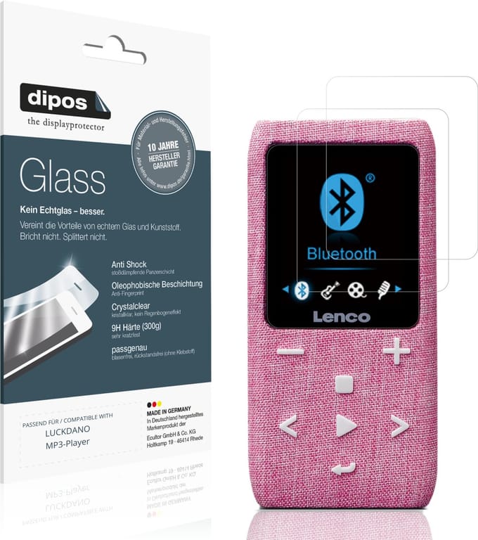 dipos – 2x Pantserfolie geschikt voor LUCKDANO MP3-Player | 9H Screenprotector