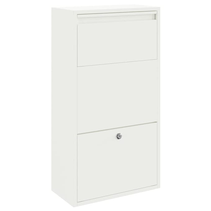 vidaXL - Pakket - Inwerpkoker - met - opslag - Wit - 44 - x - 22 - x - 82 - cm - Staal