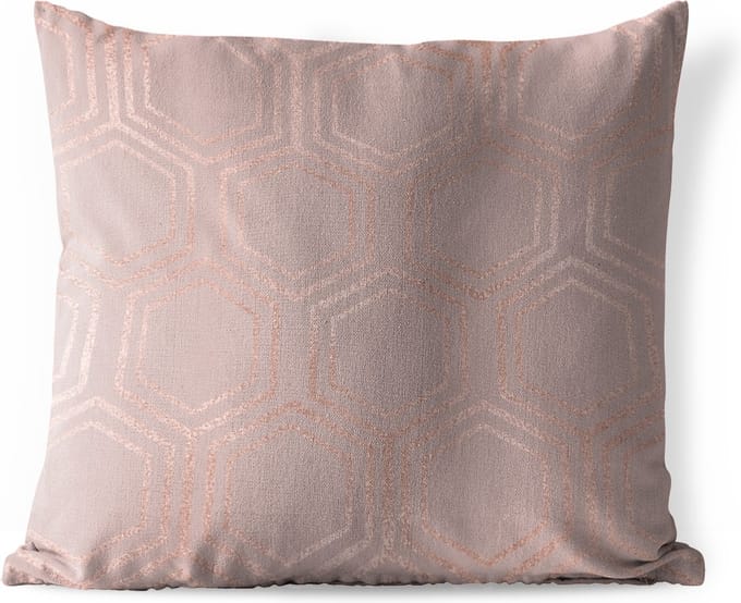 Sierkussen Buiten - Hexagon - Patronen - Roze - 60x60 cm - Weerbestendig