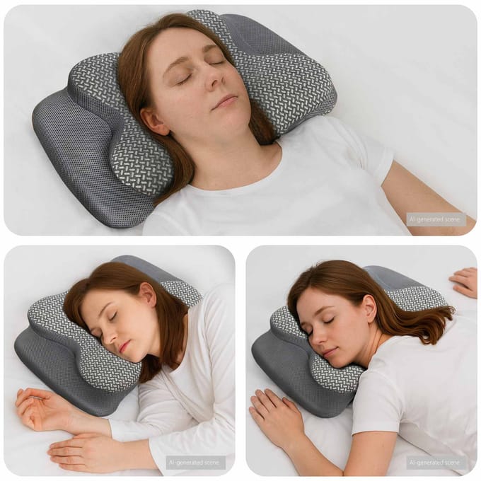 vidaXL - Nek - kussen - Grijs - Traagschuim - 58 - x - 38 - x - 12 - cm