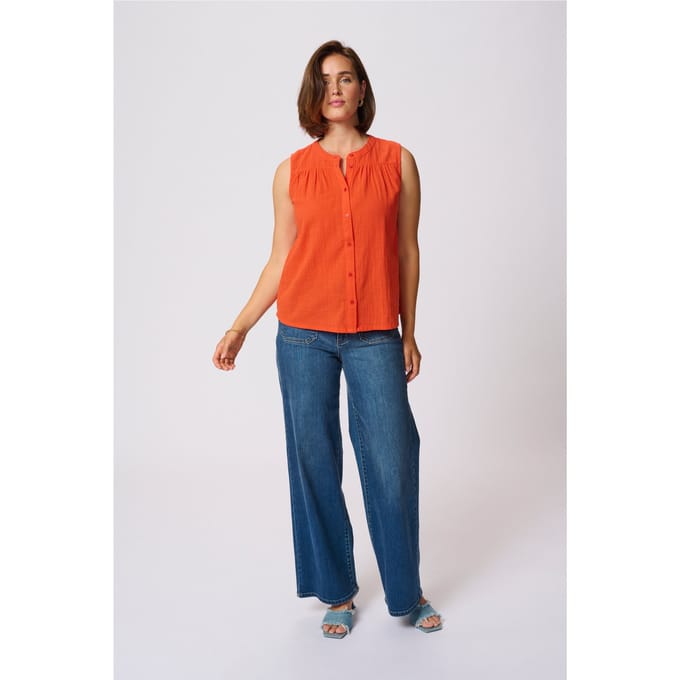 Blouse met korte mouwen Regular fit Grenadine orange