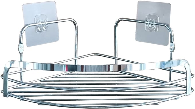 Wicotex - Zeepbakje Hoekmodel metaal met 2 plakstrippen - Chrome - Zeepbakje zonder boren