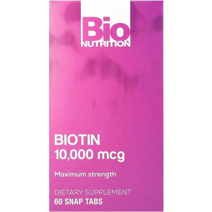 Bio Nutrition, Biotine, Force Maximale, 10 000 mcg, 60 Comprimés à Croquer