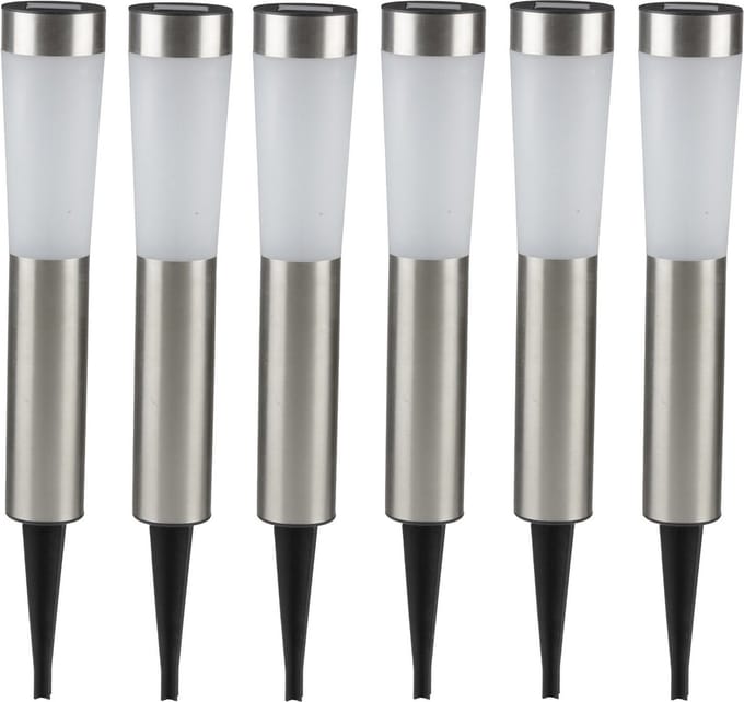 Grundig Prikspot - 8x - solar - tuinverlichting - RVS - 56 cm