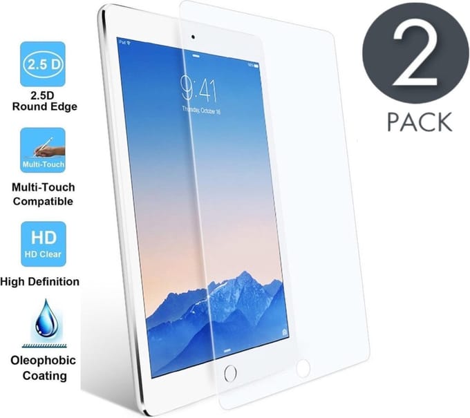 Screenprotector geschikt voor iPad Air 2 - Tempered Glass Screenprotector Transparant 2,5D 9H (Gehard Glas Screen Protector - 0.3mm) - 2 Stuks