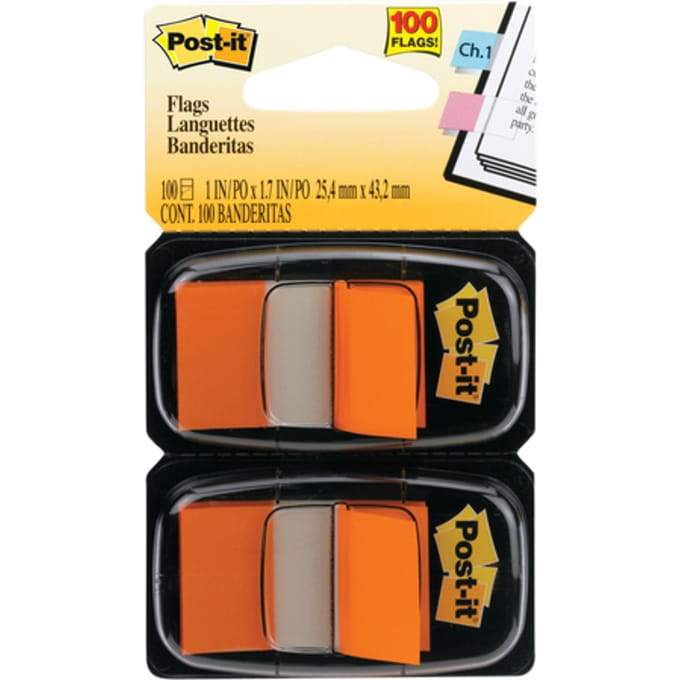 Indextabs 3M Post-it 680 25.4x43.2mm duopack oranje 100 vel