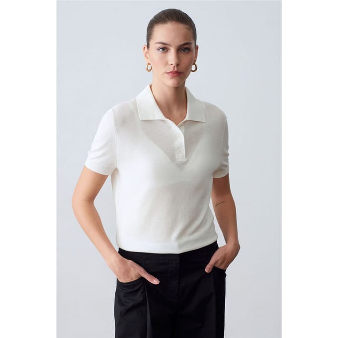 Dames Polo Kraag Knop Blouse