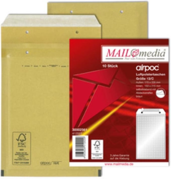 MAILmedia luchtkussen-verzendtassen type 13/C, bruin, 10 stuks