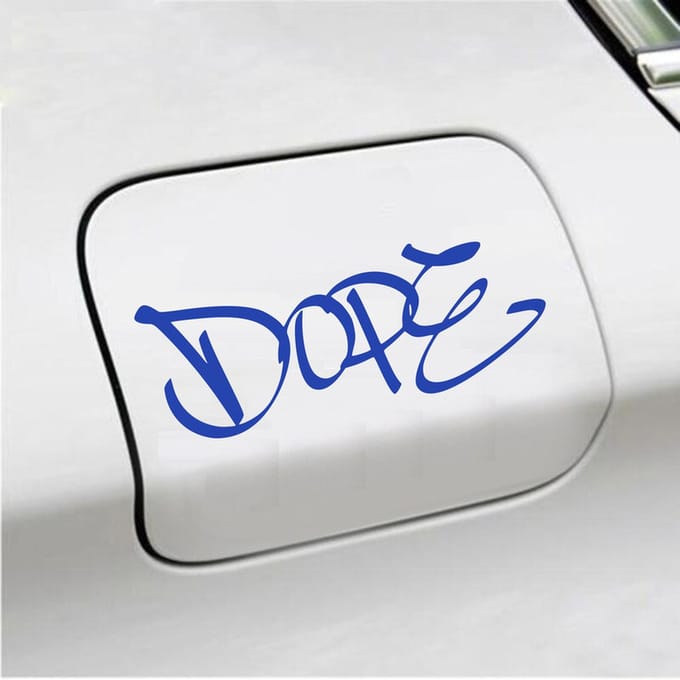 Bumpersticker - Dope - 7 X 18 - Blauw