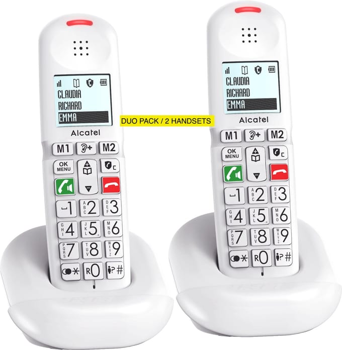 Alcatel XL685 Duo dect telefoon wit met grote toetsen en handenvrij bellen