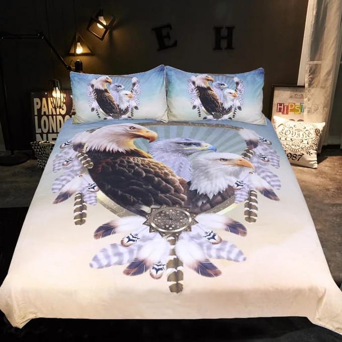 Super King Size Dekbedovertrek Set Beddengoed Reactieve Kleuring 3D Adelaar Boho Luxe Beddengoed Sets Dekbedovertrek 2 Persoons 200x200 EU single(135x200cm) gray