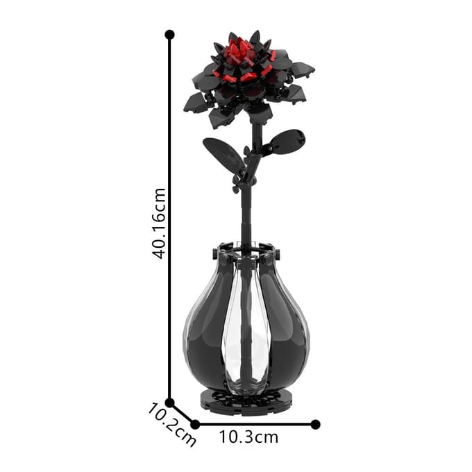 Gobricks MOC Fleur de Dahlia Briques Violet Rouge Plante Bouquet Romantique Blocs de Construction Jouets Cadeau black