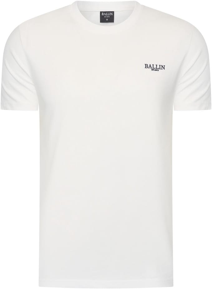 Heren Tee SS met Ballin Est. 2013 Flower Backprint Shirt Print - Wit - Maat M