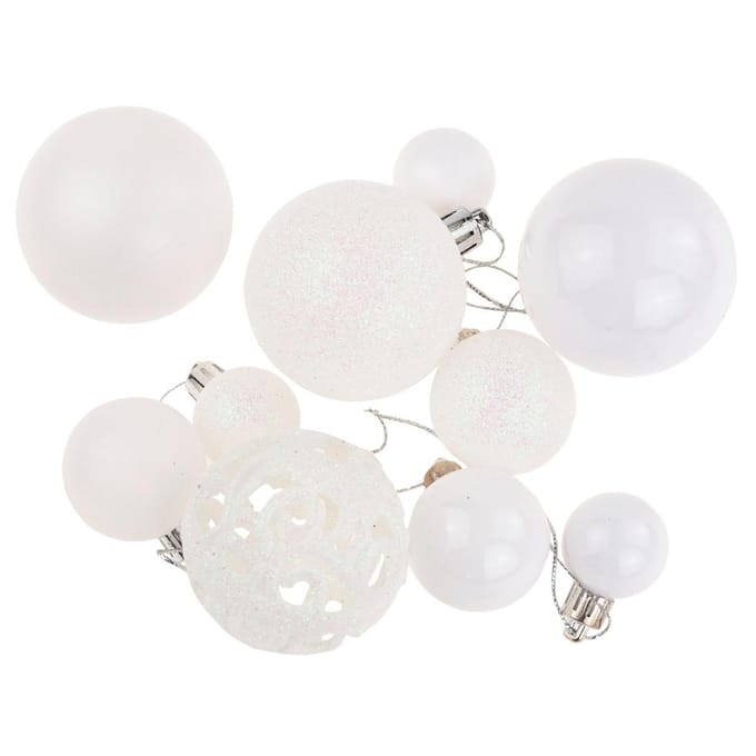 XXL Wit Kerstballen Set 100 stuks - Diverse Maten & Designs
