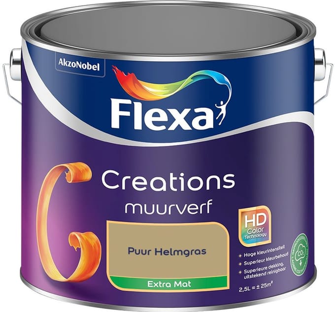 Flexa - Creations Muurverf Extra Mat - Puur Helmgras - Mengverf - 2,5 L