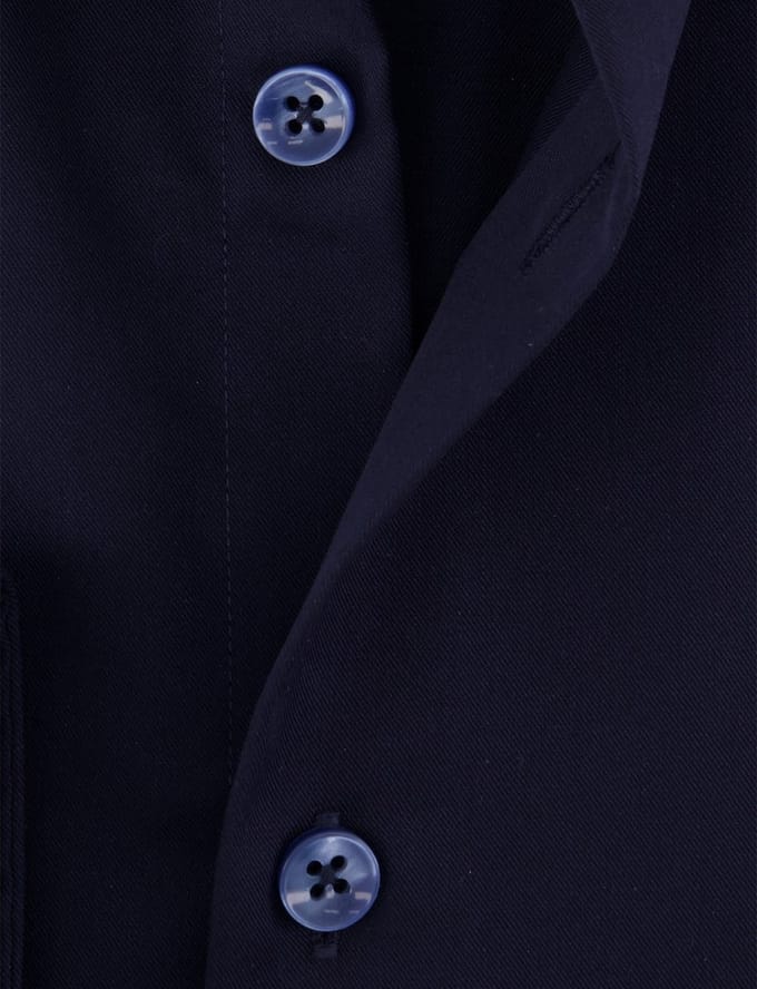Overhemd donkerblauw Ledub Modern fit katoen wide spread