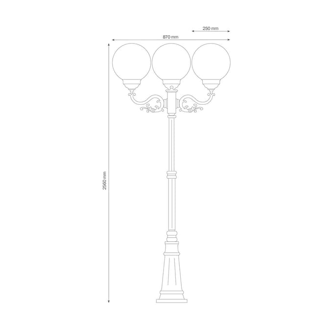 LCD Lantaarnpaal 1144, 3-lamps, zwart/wit