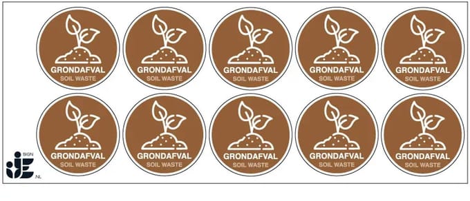 Grondafval sticker | 5 cm - 10 stuks per vel