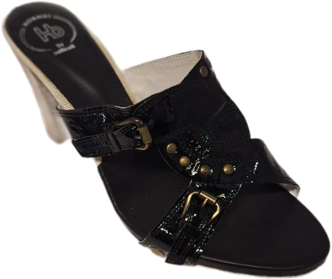 HORNET by Botticelli- LUXE MUILTJE -HOUTLOOK HAKJE- STUDS OP LEER- SIZE 38