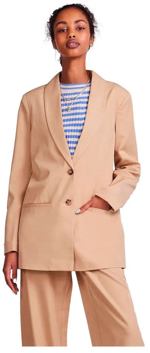Pieces Size Loose Blazer Beige XL Vrouw