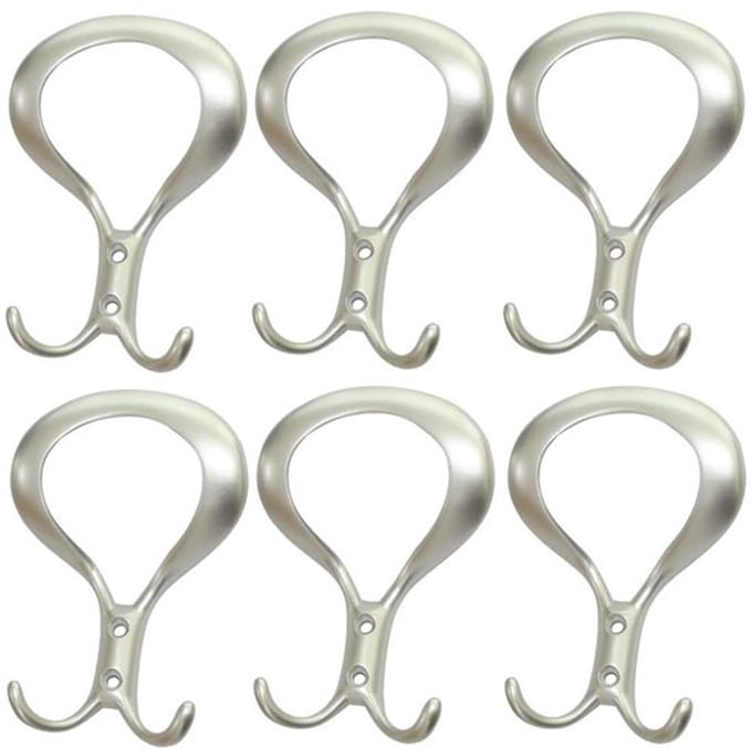 Allecto - Wandhaken van Metaal - Set van 6 - Zilverkleurig Satijn