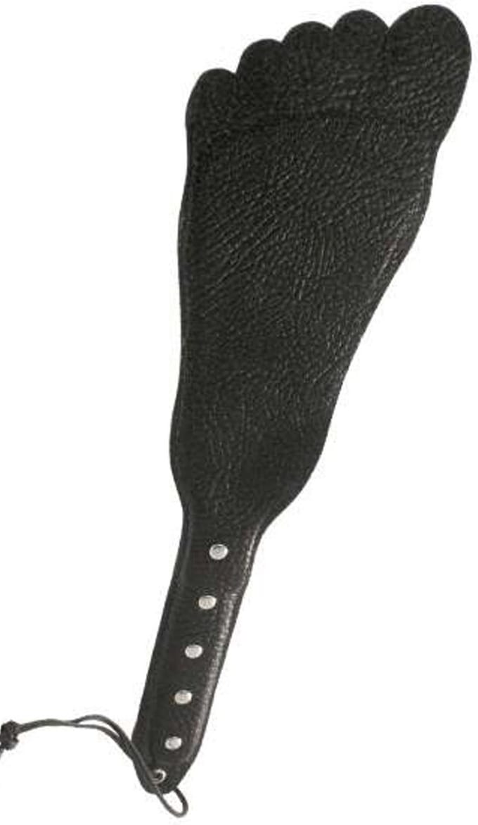 Black Label - Lederen Paddle in Voetvorm - Zwart