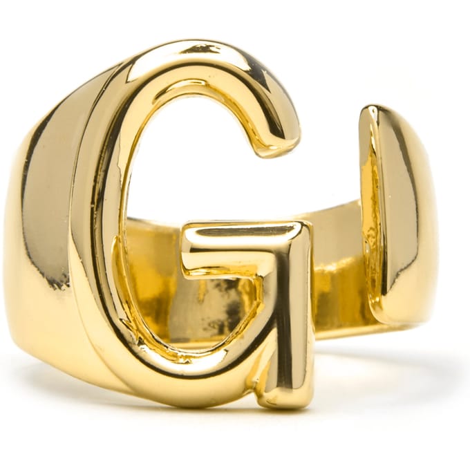 Bague - LUXENTER - Alphabet Lettre G - Finition or 18K - Taille réglable - Doré beige