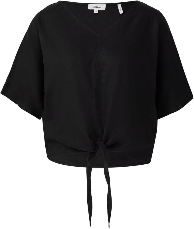 s.Oliver - female - Kortere blouse met relaxed fit van een linnenmix