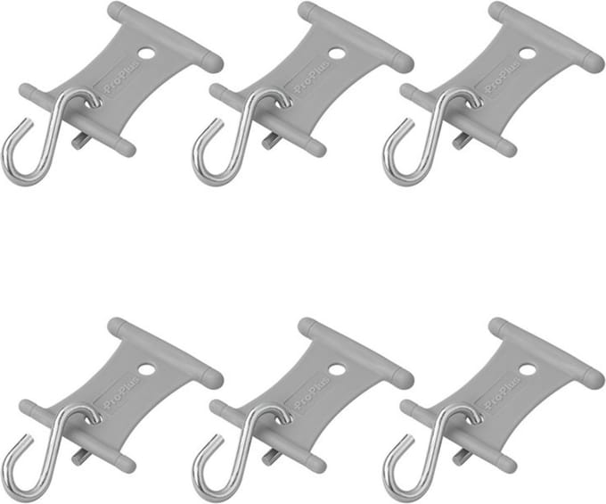 ProPlus Tentrail hangers met S-haak - Ø 5-8 mm - Set van 6 stuks - Grijs/Staal