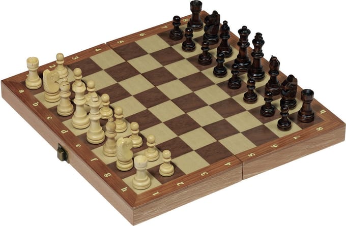 Goki Schaakbord - Schaakspel - Houten Schaakset - Plooibaar - Vanaf 12 Jaar
