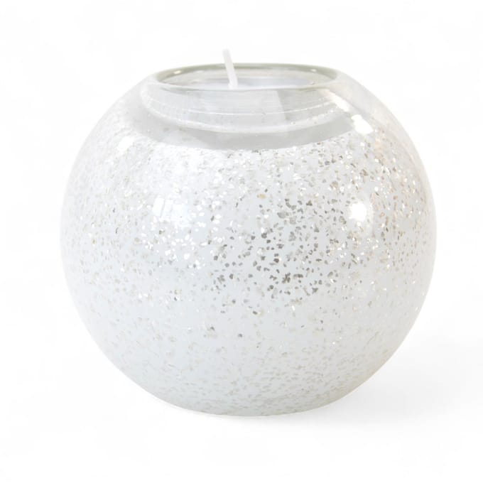 Loranto - Mini urn waxinelichthouder - Wit/Zilver - Urnen - Glasurn