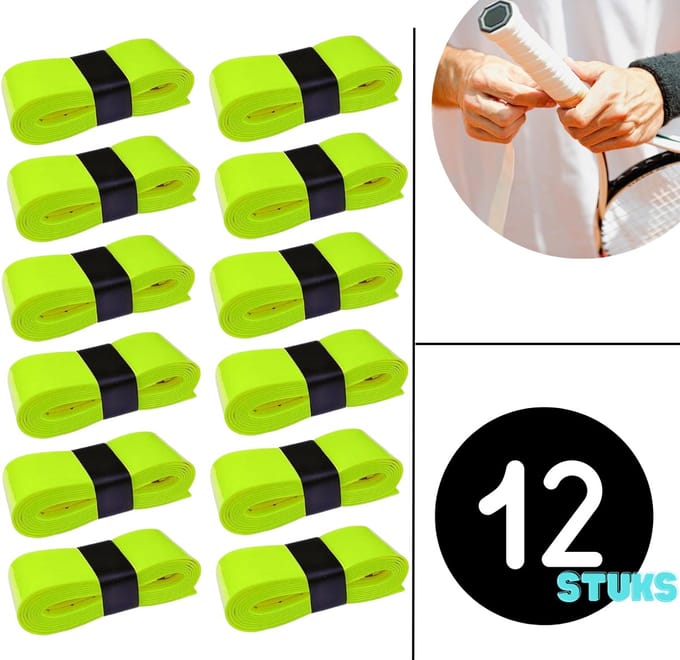 Neon Gele Overgrip Set - 12 stuks - Padel/Tennis/Badminton/squash - Griptape - Antislip - Racketaccesoires