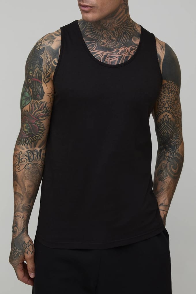 Tall Regular Fit Essential Vest | Black | Size 2XL