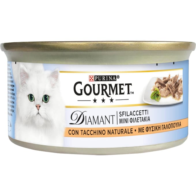 48x85g Kalkoen Naturel Gourmet Diamant Nat voor Katten