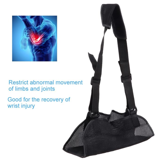 Multifunctionele Mesh Ademende Arm Sling Unisex Verstelbare Fractuur Onderarm Sling Ondersteuning black