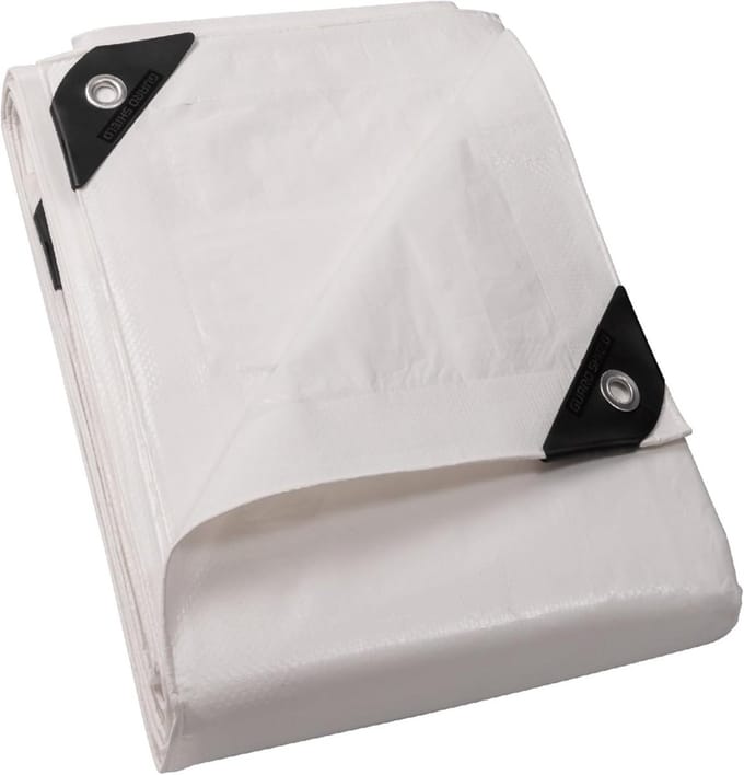Waterdicht Afdekzeil 4x5m Wit - Scheurvast en UV-gestabiliseerd Polyester Zeil met Ringen