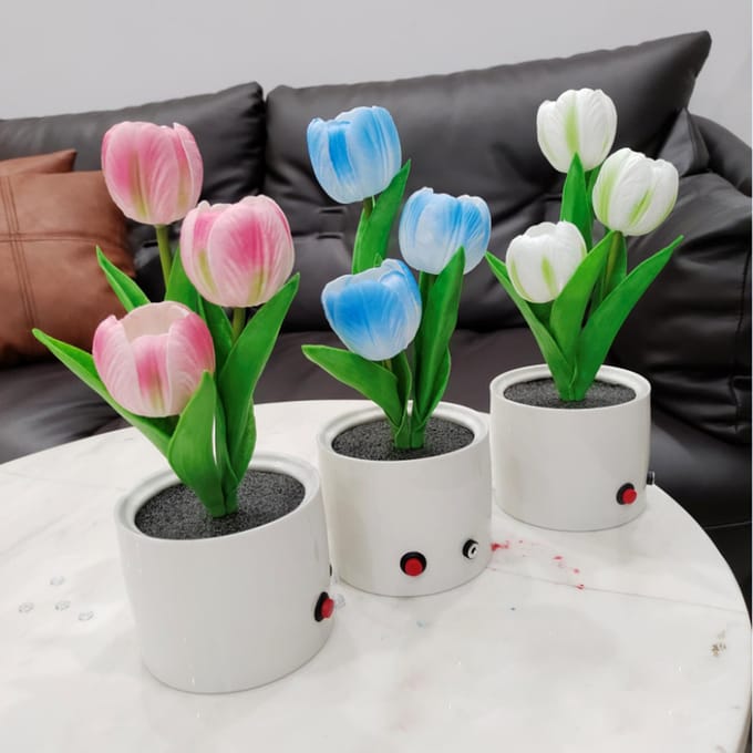 Tulpenlamp decoratieve tafellamp voor binnen, led-simulatie tulp bloempotlamp, omgevingsnachtlampje
