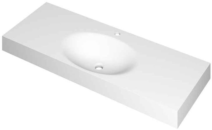 INK Smooth Wastafel Polystone Midden met 1 Kraangat - 1200x450x90 mm - Mat Wit