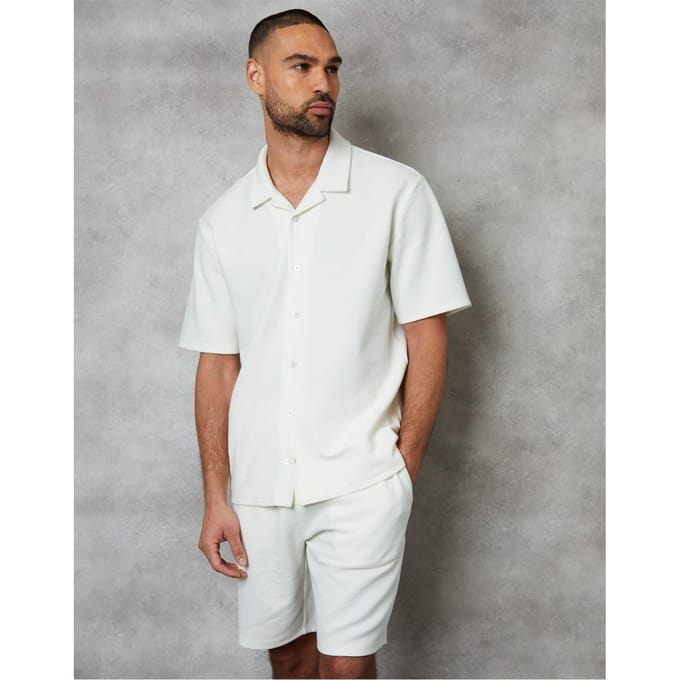 Threadbare Mannen Embley Effen Relaxed Fit Shirt (Wit)