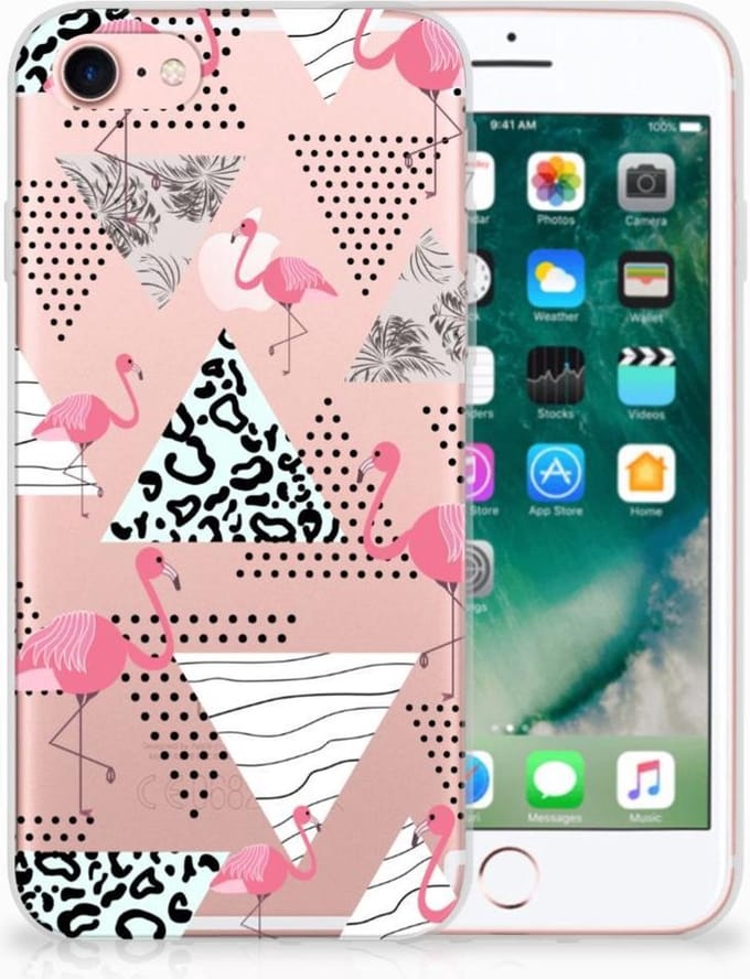 iPhone SE 2022 | SE 2020 | 8 | 7 TPU Hoesje Flamingo Triangle