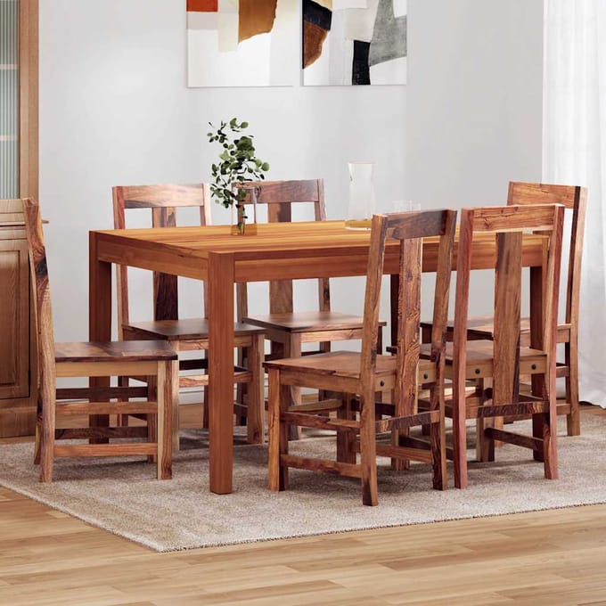 vidaXL - Eetkamerstoelen - 6 - st - massief - hout