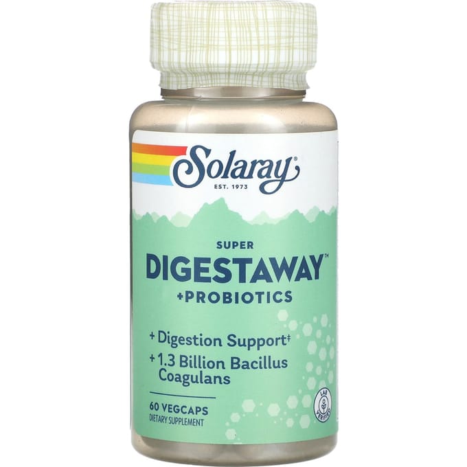 Super Digestaway + Probioticum, 60 Plantaardige Capsules